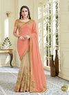 Peach Colour Latest Designer Fancy Wedding Wear Designer Thread And Zari Embroidery Work Heavy Saree Collection 10108